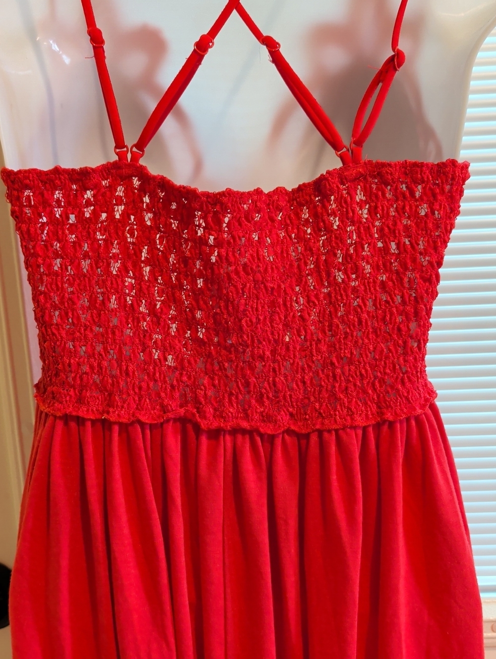 Zenana Red Spaghetti Straps Boho  Mini Dress - Women Size L - Picture 5 of 11